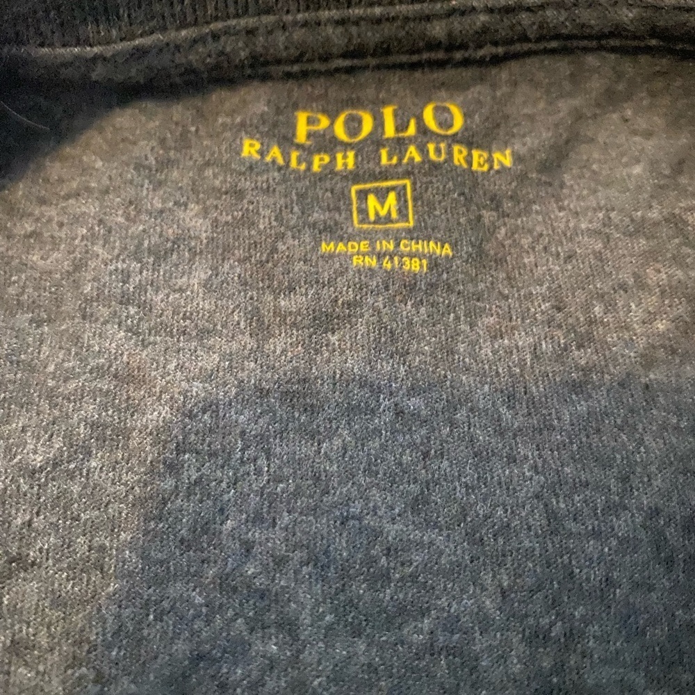 Polo by Ralph Lauren Men's Charcoal Tee with Red Logo - Picture 3 of 4